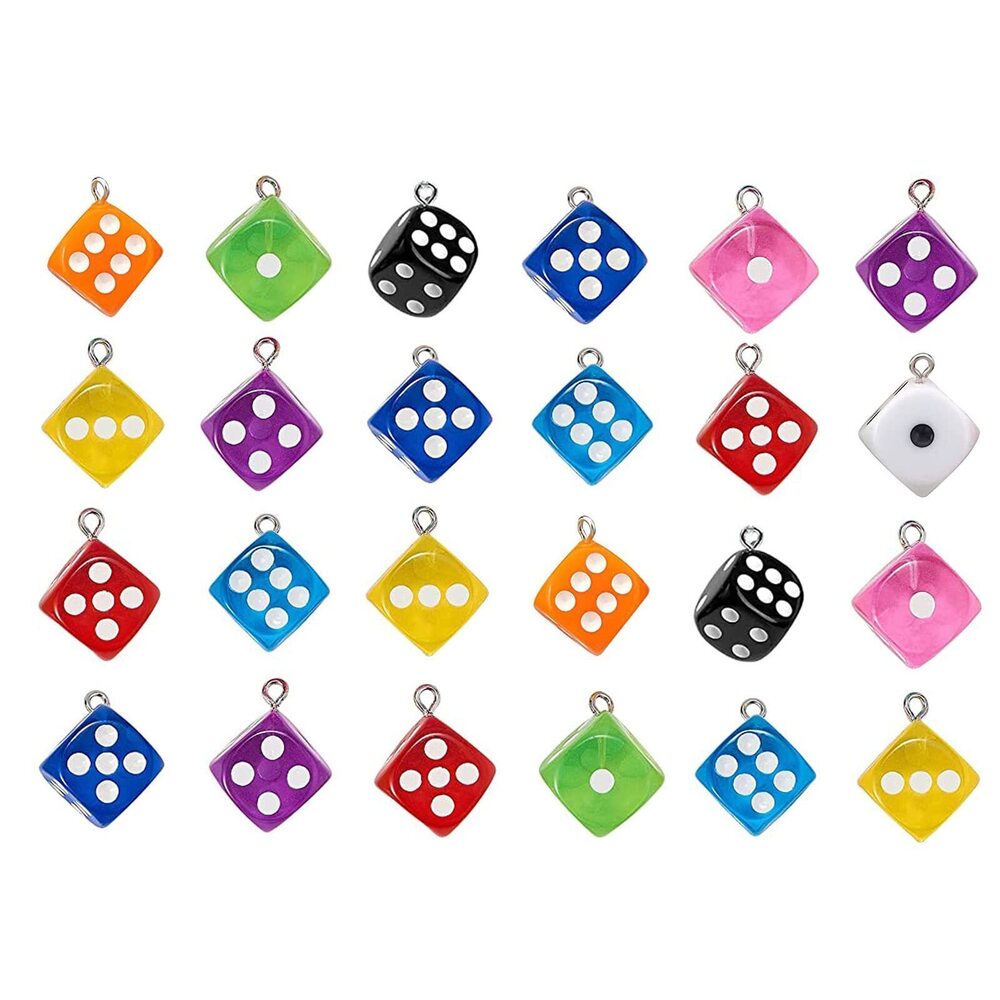 1227 30Pcs Dice Pendant Charms Colorful Resin Jewelry Making Ornament DIY